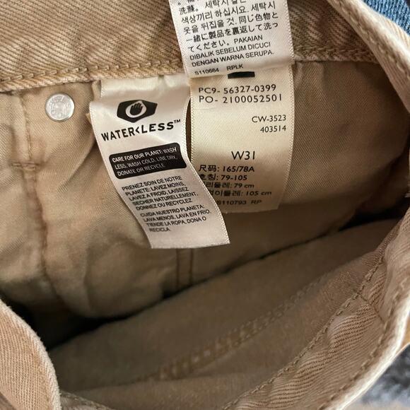 Levi’s 501 Denim Shorts High Rise Cutoff Women’s Tan Button Fly - Size 31 - Picture 5 of 5